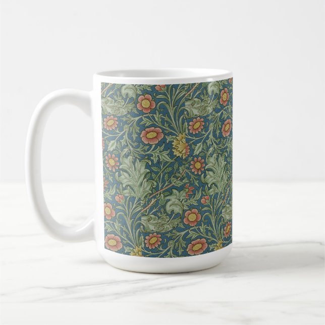 Beautiful Floral Pattern William Morris Green Pink Coffee Mug (Left)