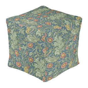 Beautiful Floral Pattern William Morris Green Pink Pouf