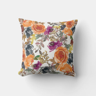 Beautiful Floral Pattern With Bright Autumn  Throw Pillow