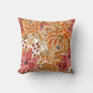 Beautiful Floral Pattern With Bright Autumn Throw Pillow