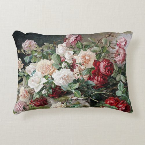 Beautiful Floral Pattern with Roses and Foliage  Accent Pillow