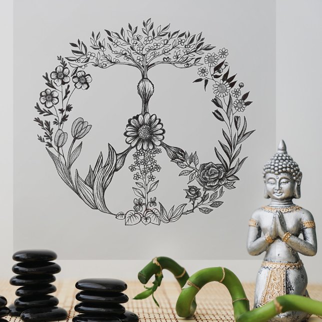 Beautiful Floral Peace Sign Art Cute Girly Nursery Wall Decal (Creator Uploaded)