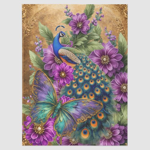 Beautiful Floral Peacock Decoupage Tissue Paper