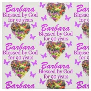 BEAUTIFUL FLORAL PERSONALIZED 90TH BIRTHDAY FABRIC