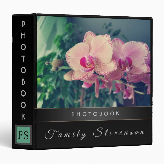 Beautiful, floral photo album, photo, Orchid, grun 3 Ring Binder (Front/Spine)