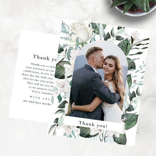 Beautiful Floral Photo Wedding Thank You Message Postcard