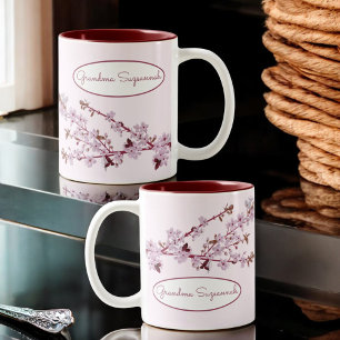 Beautiful Floral Pink Cherry Blossom Custom Two-Tone Coffee Mug