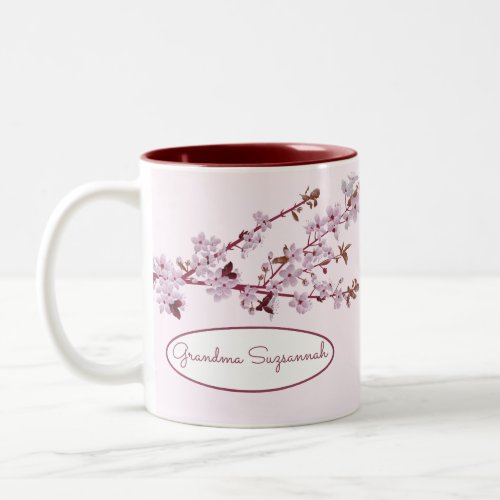 Beautiful Floral Pink Cherry Blossom Custom Two_Tone Coffee Mug