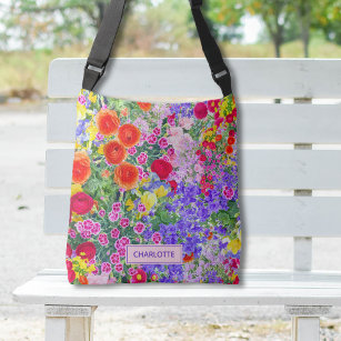 Beautiful floral pretty colorful bag with name