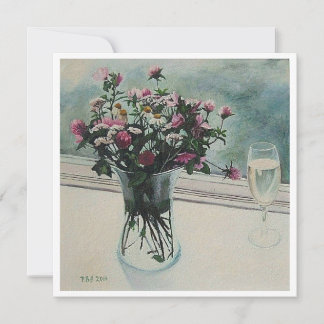 Beautiful floral pretty pink fine art  holiday card