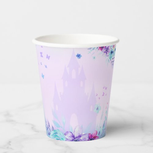 Beautiful Floral Princess Castle Watercolor Paper  Paper Cups