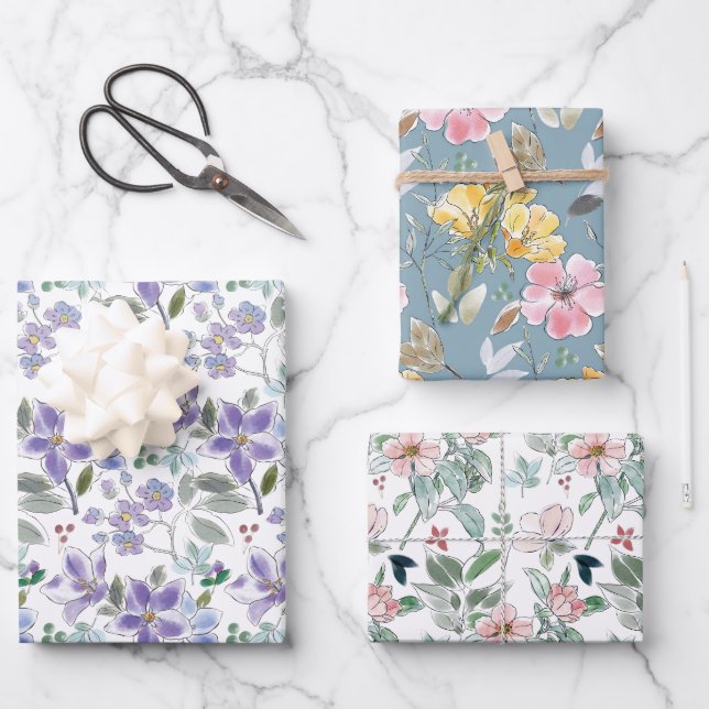 Beautiful Floral Prints  Wrapping Paper Sheets (Front)