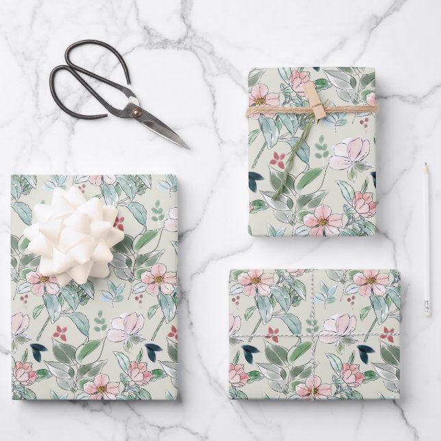 Beautiful Floral Prints  Wrapping Paper Sheets (Front)