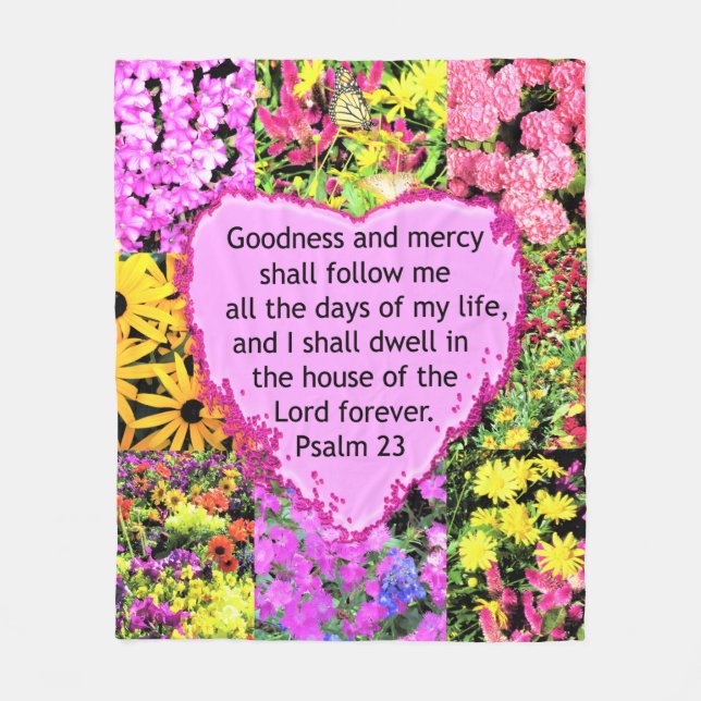 BEAUTIFUL FLORAL PSALM 23 DESIGN FLEECE BLANKET (Front)