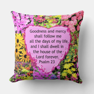 BEAUTIFUL FLORAL PSALM 23 DESIGN THROW PILLOW