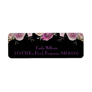 Beautiful Floral Purple and Black Label