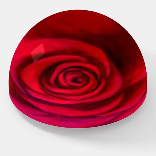 Beautiful Floral Red Burgundy Rose Painting Paperweight