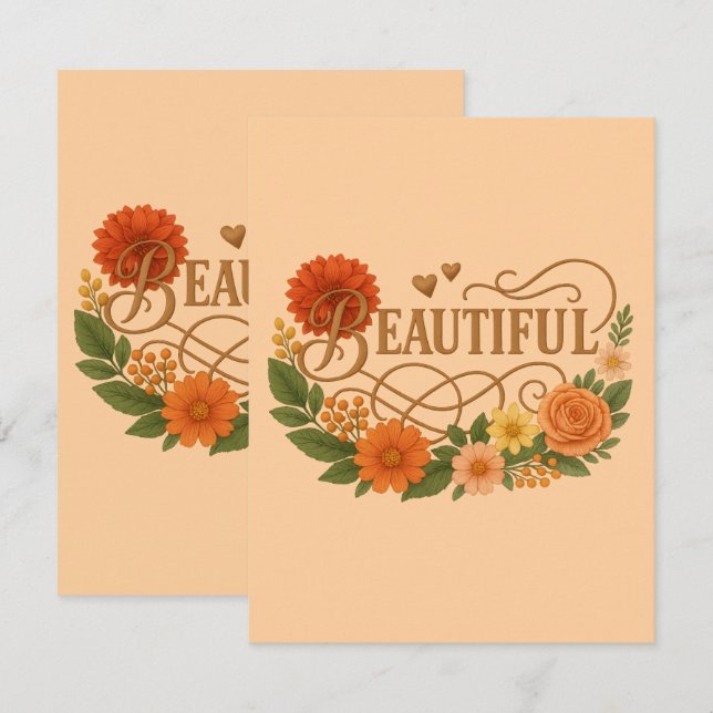 Beautiful Floral Response Card | Elegant Gold  (Front/Back)