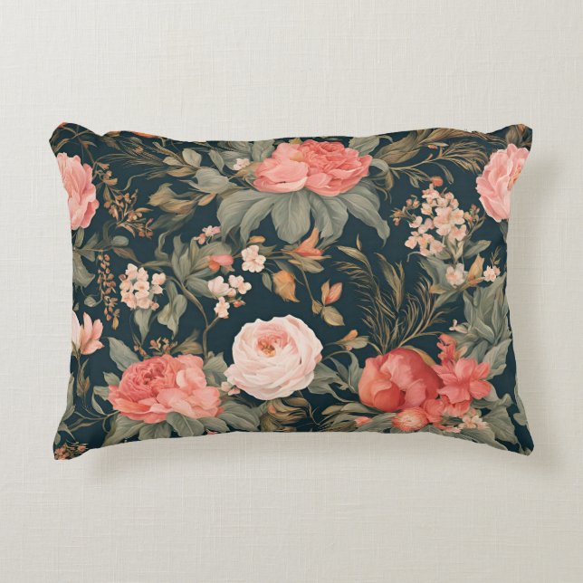Beautiful Floral Rose Flowers Accent Pillow (Front)