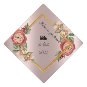 Beautiful floral,rose gold graduation graduation cap topper
