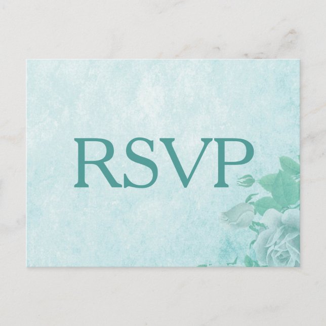 Beautiful Floral RSVP in blue Invitation Postcard (Front)