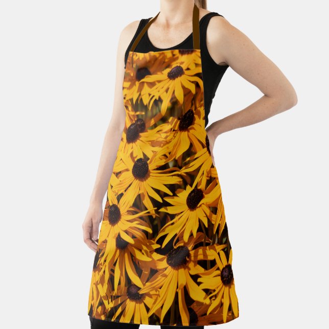 Beautiful Floral Rudbeckia Orange Coneflowers Apron (Insitu)