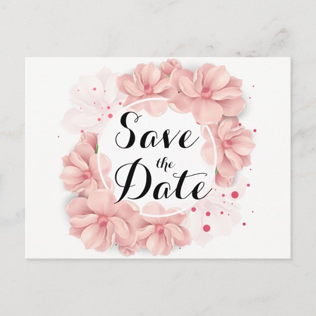 Beautiful Floral Save The Date Postcard (Front)