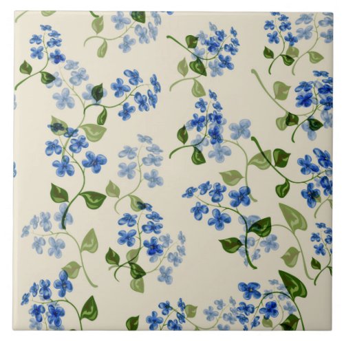 Beautiful floral seamless pattern forget_me_not bl ceramic tile