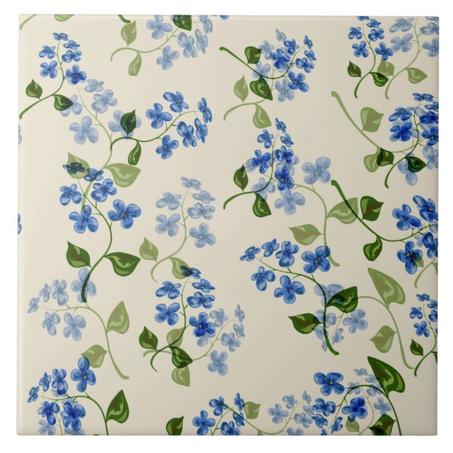 Beautiful floral seamless pattern forget-me-not bl ceramic tile (Front)