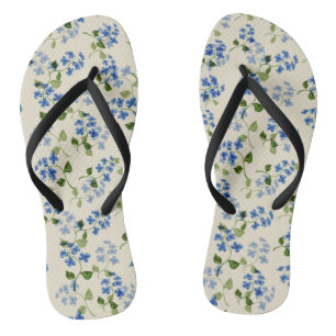 Beautiful floral seamless pattern forget-me-not bl flip flops
