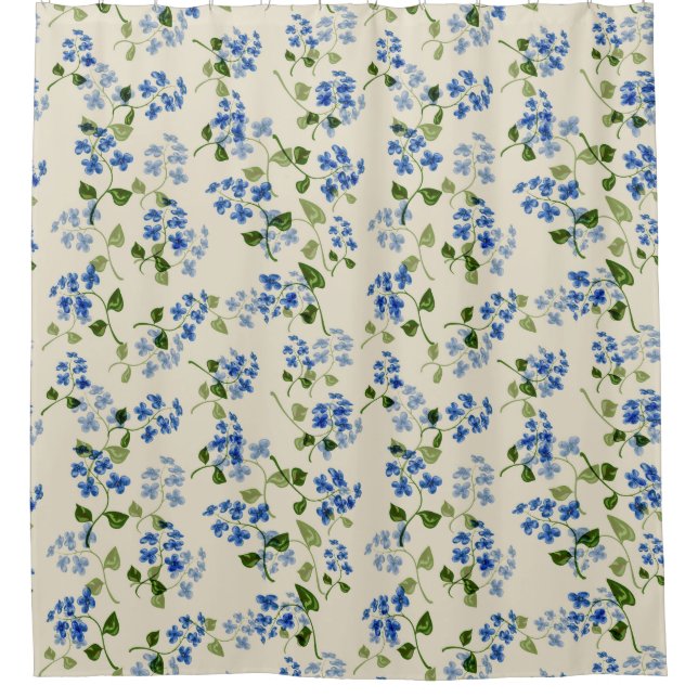 Beautiful floral seamless pattern forget-me-not bl shower curtain (Front)