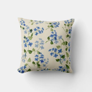 Beautiful floral seamless pattern forget-me-not bl throw pillow