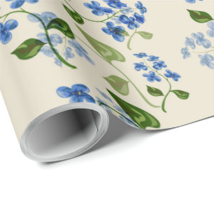 Beautiful floral seamless pattern forget-me-not bl wrapping paper