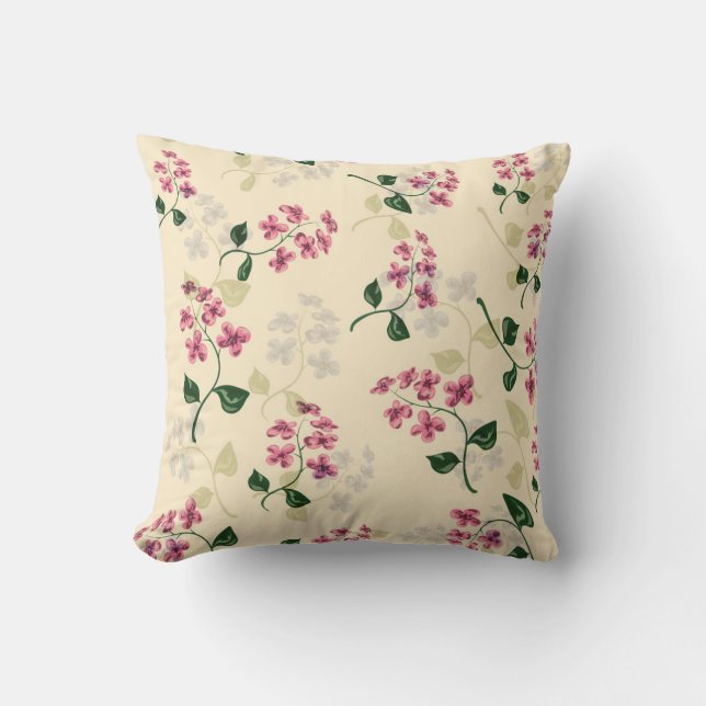 Beautiful floral seamless pattern forget-me-not pi throw pillow (Front)