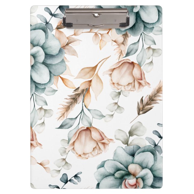 Beautiful floral seamless pattern with vintage  clipboard (Front)