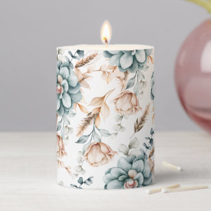 Beautiful floral seamless pattern with vintage pillar candle