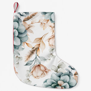Beautiful floral seamless pattern with vintage small christmas stocking