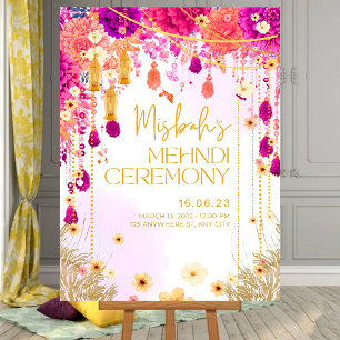 Beautiful floral Sign Mehendi Sign Pink Mehndi