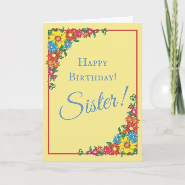 Beautiful Floral Sister Birthday Card (Front)