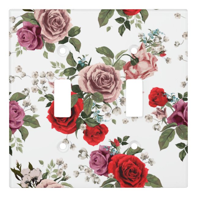Beautiful Floral Sketch Double Switch Plate (Front)
