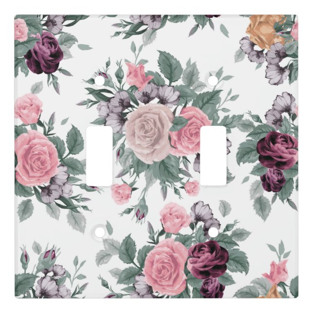 Beautiful Floral Sketch Double Switch Plate (Front)