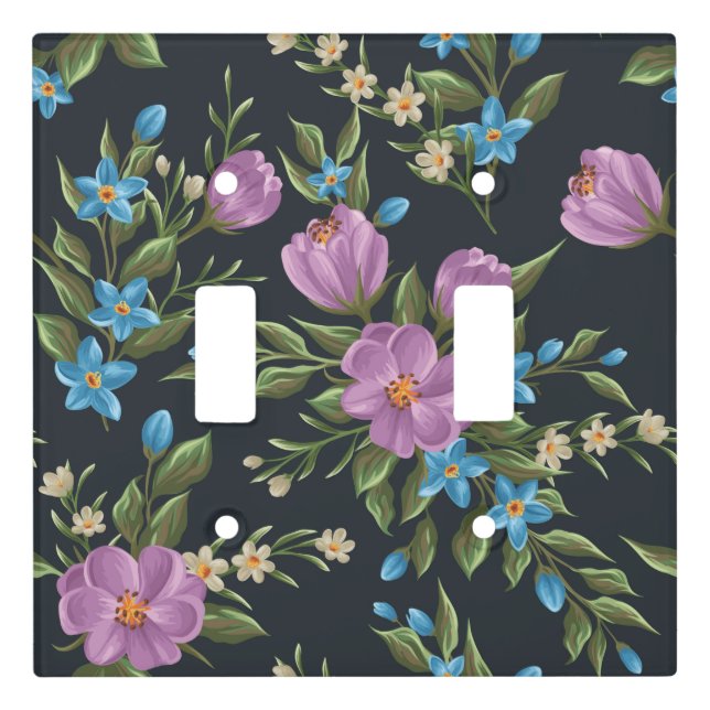 Beautiful Floral Sketch Double Switch Plate (Front)