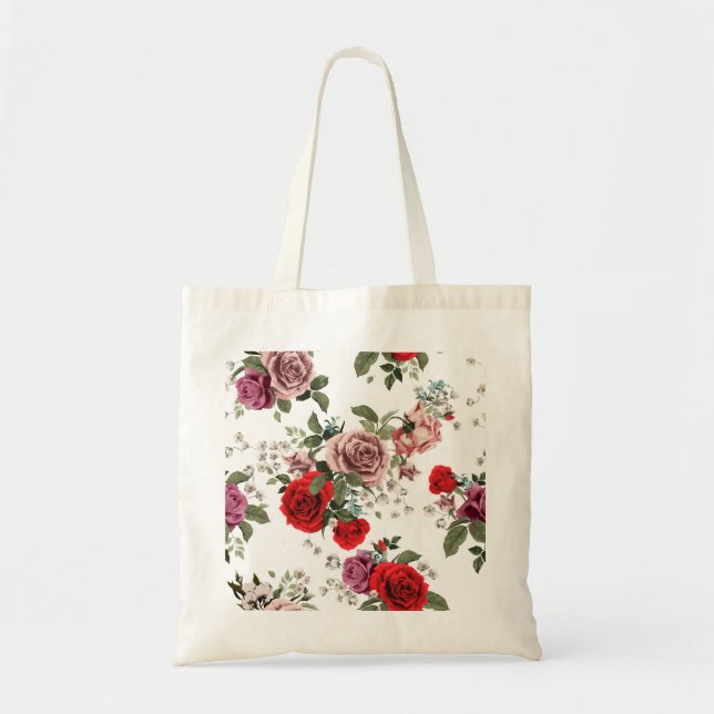 Beautiful Floral Sketch Tote Bag (Front)