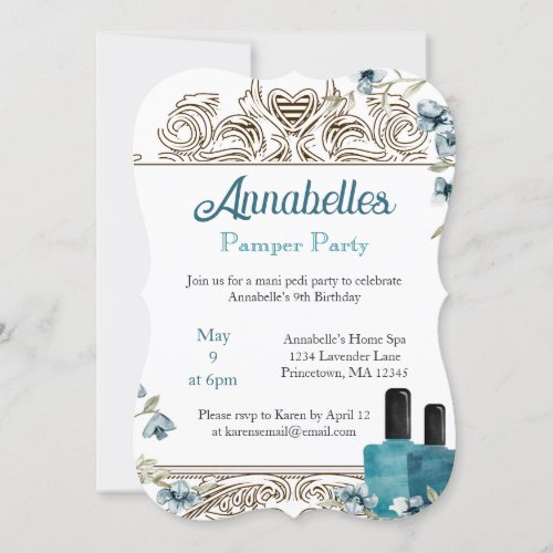 Beautiful Floral Spa Pamper Party  Invitation