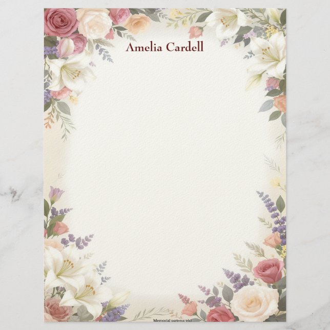 Beautiful Floral Sprays Stationery Paper (Front)