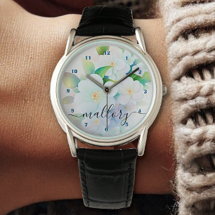 Beautiful Floral Spring White Flowers Watercolor Watch