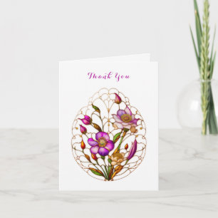 Beautiful Floral Stained Glass Window Thank You Card