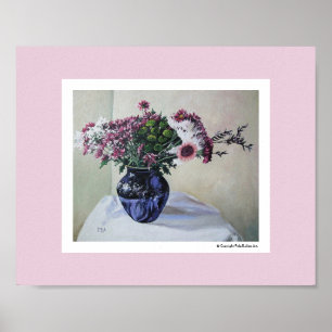 Beautiful floral still life pink flowers fine art poster