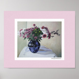 Beautiful floral still life pink flowers fine art poster