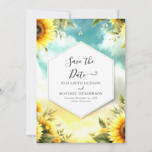 Beautiful Floral Sunflower Wedding Save The Date